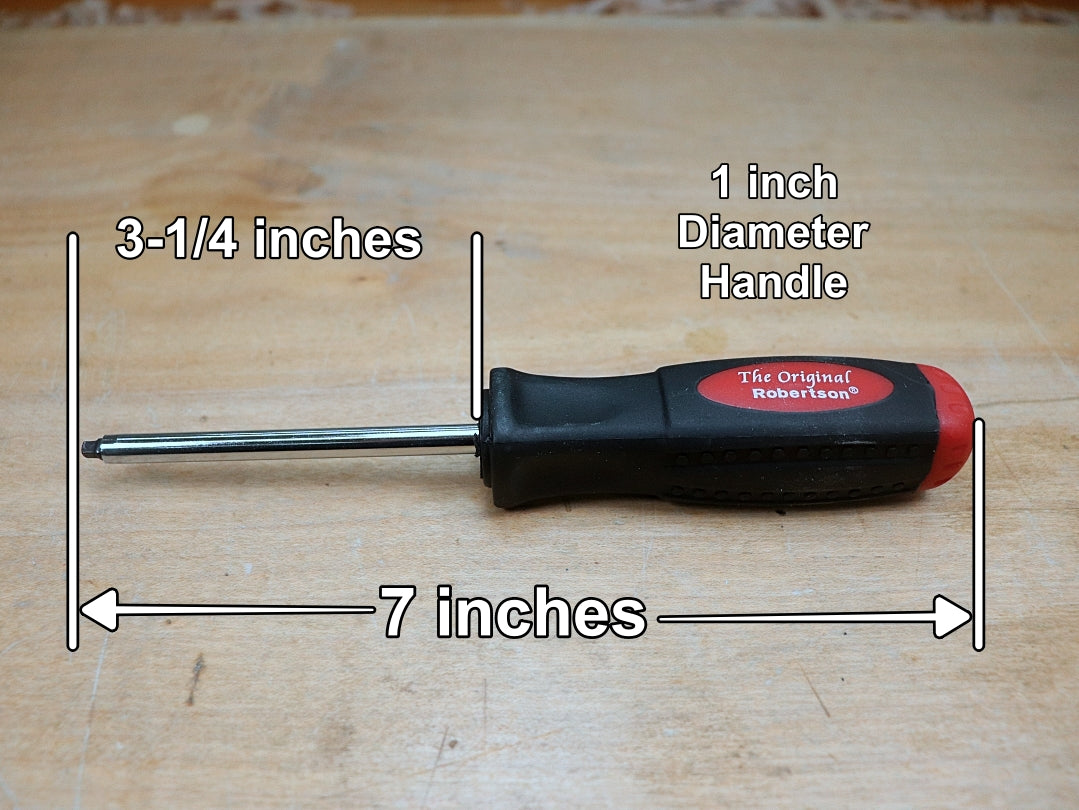 Robertson Junior Screwdriver #2 (Red) with measurements