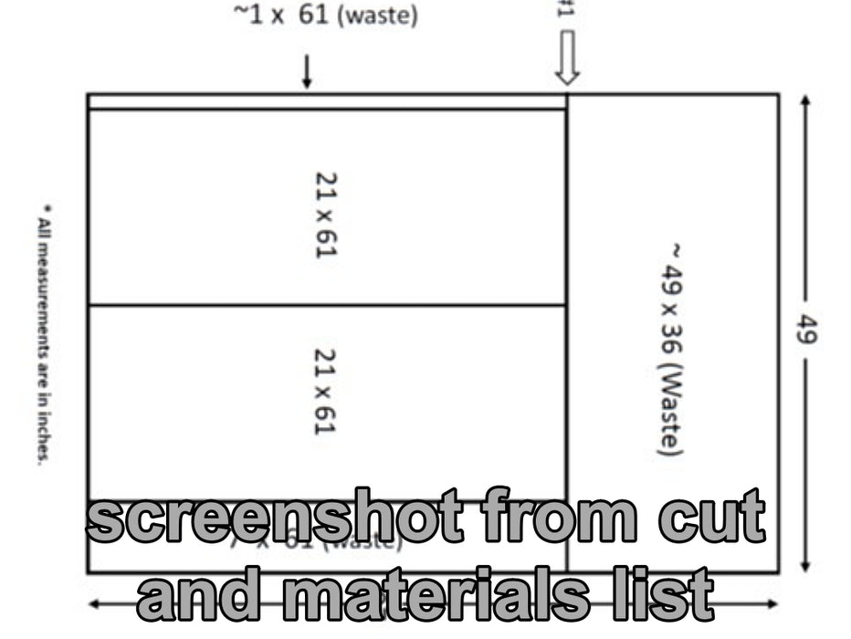 Sample page from the cut and material list to the Cosman Workbench 